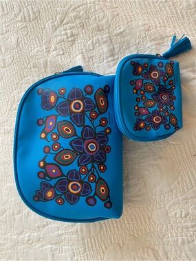 Oscardo Norval Morrisseau “Flowers and Birds” 2-Piece Cosmetic Bag Set